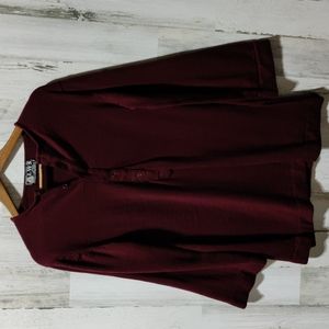 Lamb's Wool Women's Henley Style Shirt Split Sides Burgundy Read Size Details